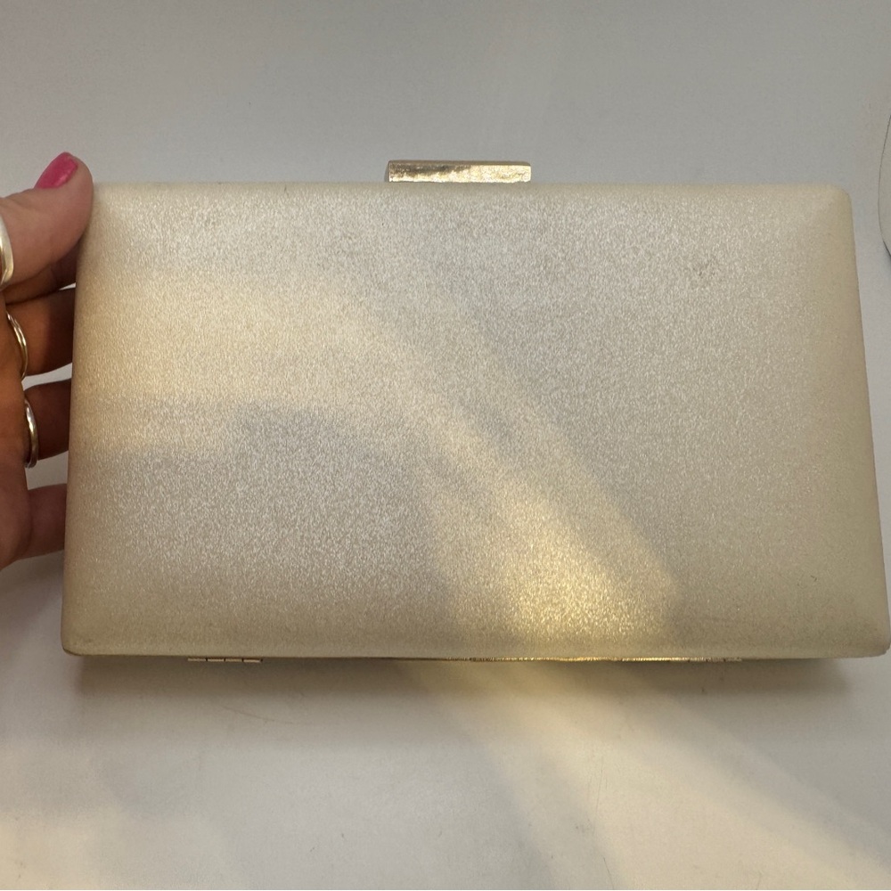 Jennifer Lopez Ivory Colored with Gold Trim Hard Case JLO Handbag